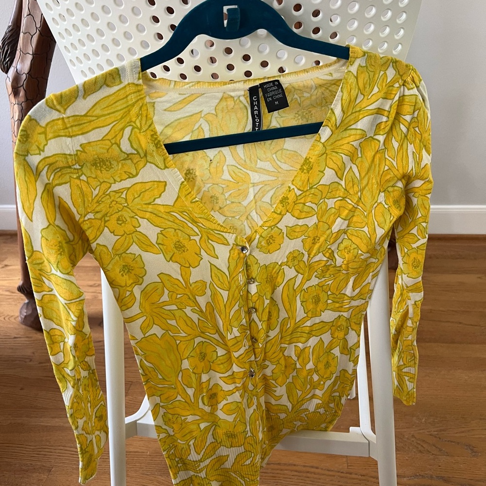 Charlotte Yellow Floral V-Neck Cardigan